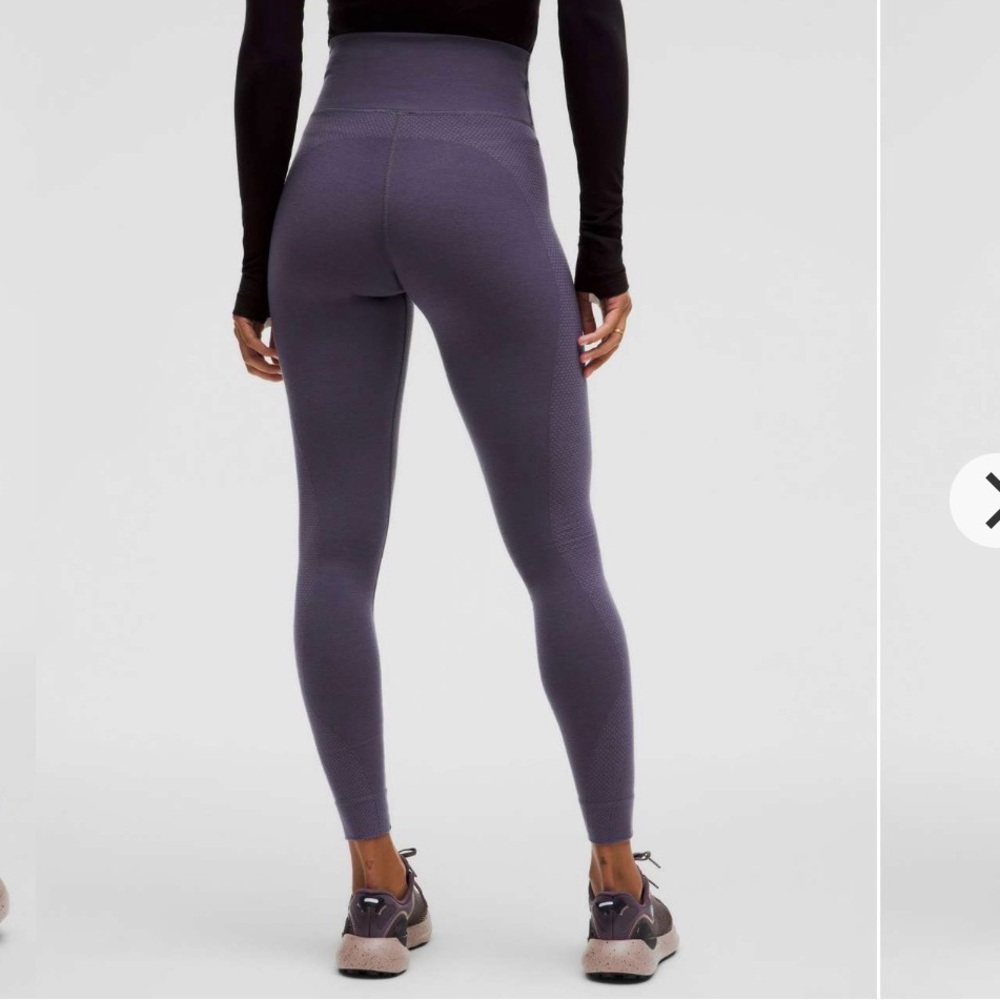 lululemon Merino Wool-Blend Nightfall Purple Base Layer Leggings 28” - Size 8